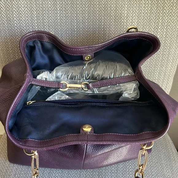 Coach Madison Leather North South Tote in Black Violet - Picture 4 of 8